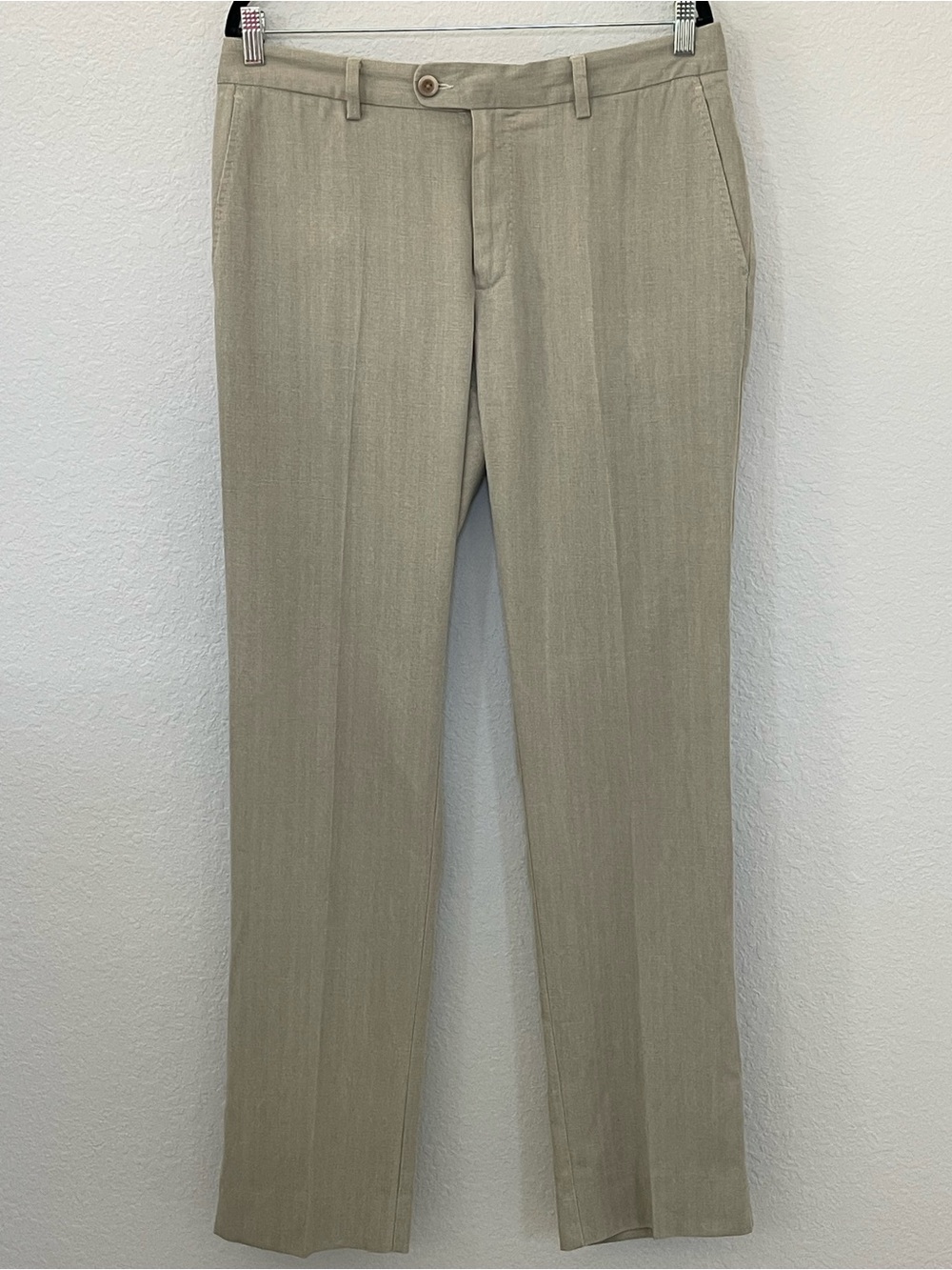 Tommy Bahama Men’s 33x34 Silk Cotton Herringbone Dress Pants Beige Tan